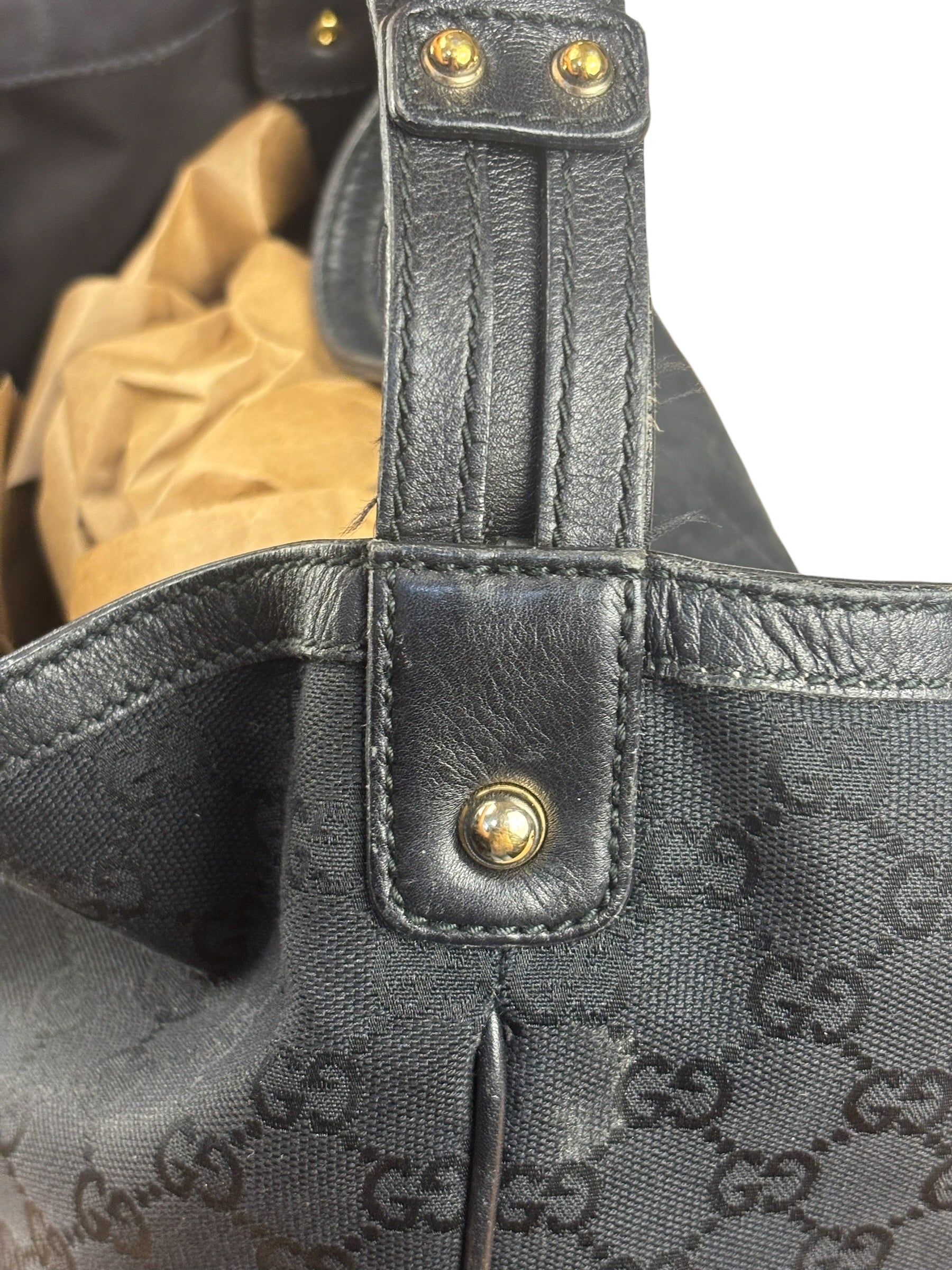 Gucci GG Black Hobo Horsebit Shoulder Bag