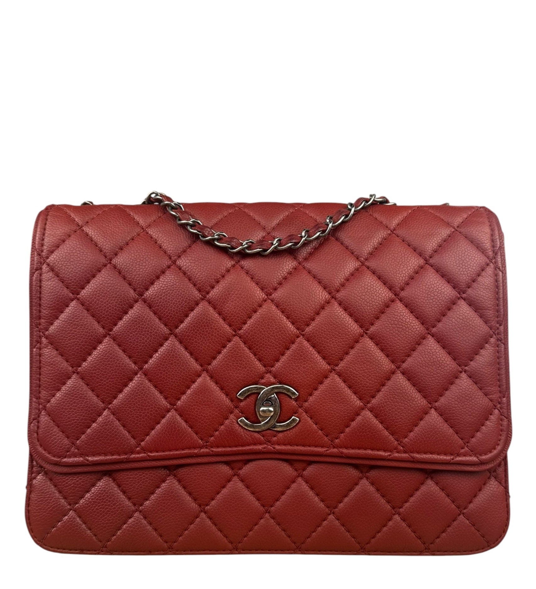 Chanel Red Caviar Leather Maxi Chain Flap Bag 2014