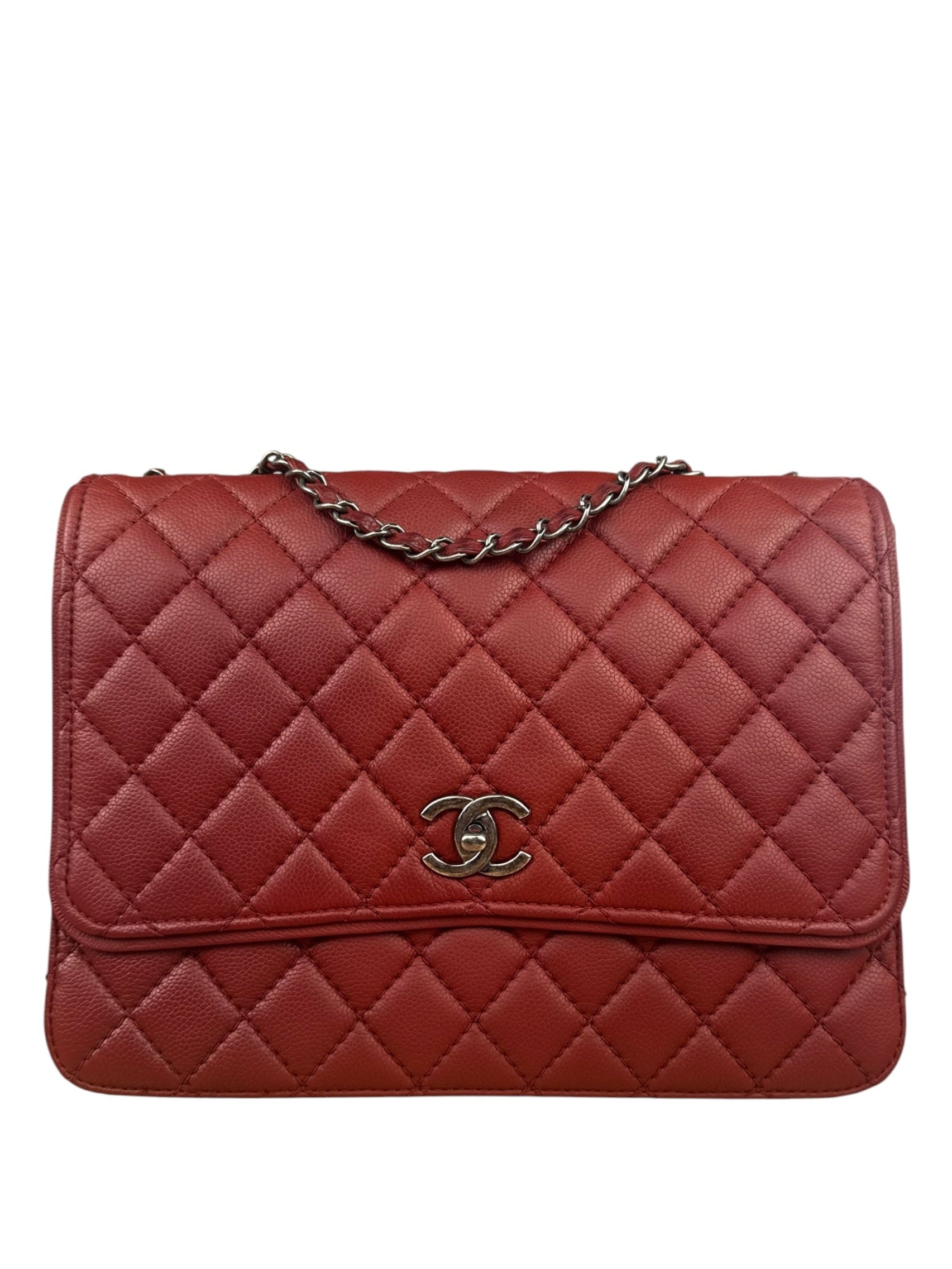 Chanel Red Caviar Leather Maxi Chain Flap Bag 2014