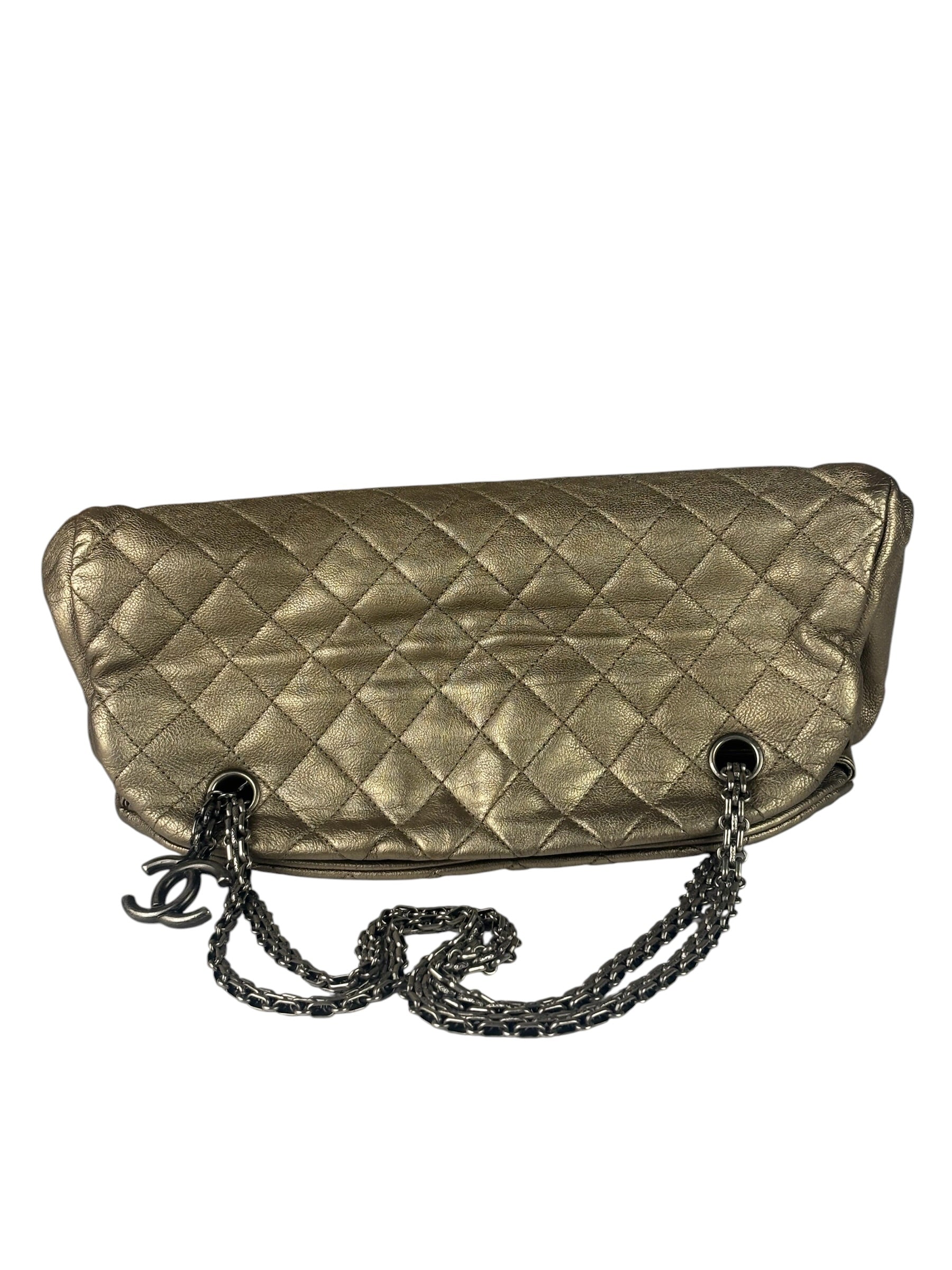 Chanel Metallic Gold Quilted Caviar Just Mademoiselle Bowling Bag 2010