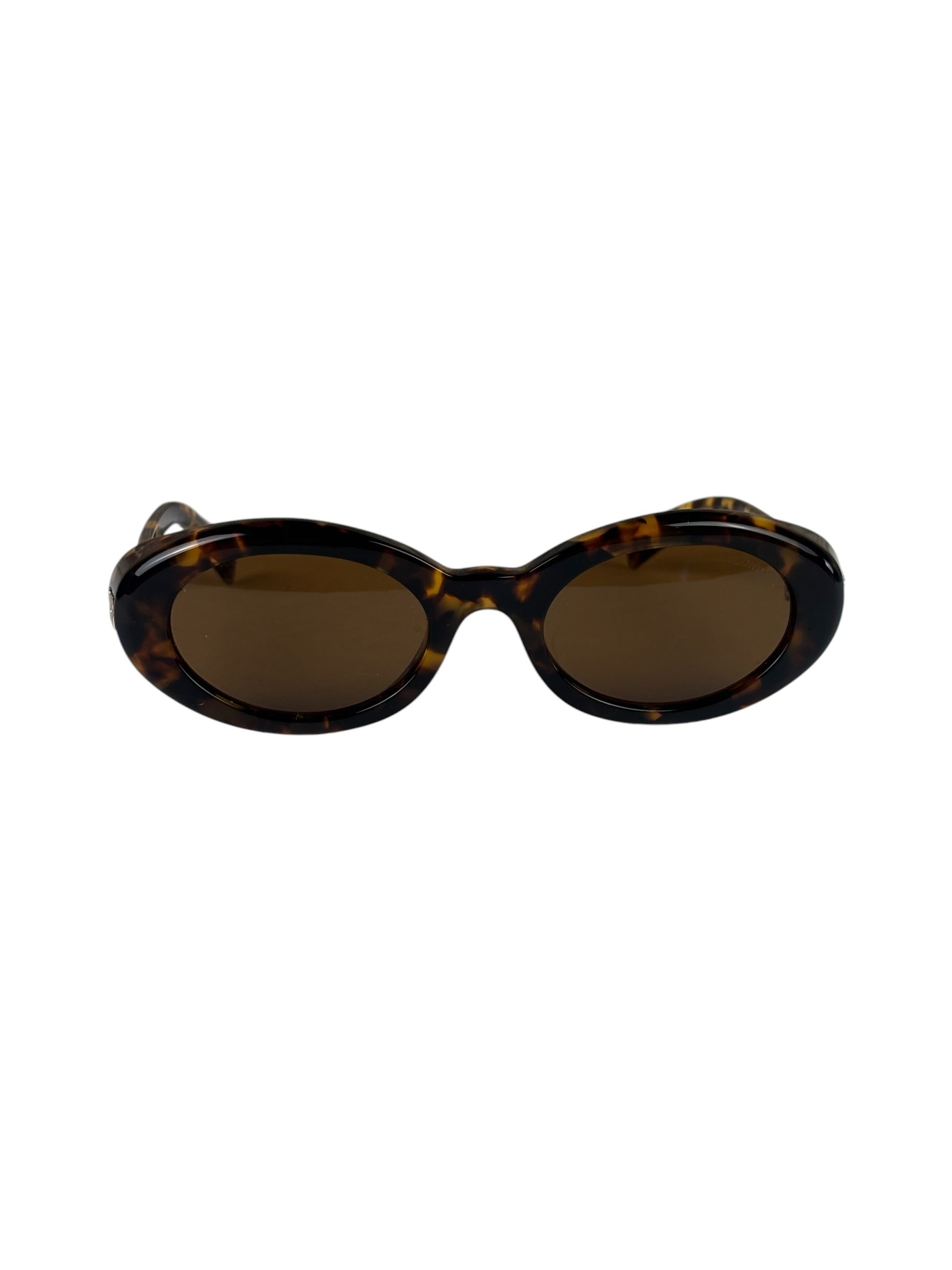 Miu Miu Tortoiseshell Oval Sunglasses SMU B09