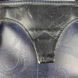 Christian Dior Vintage Navy Coated Canvas Boston Bag