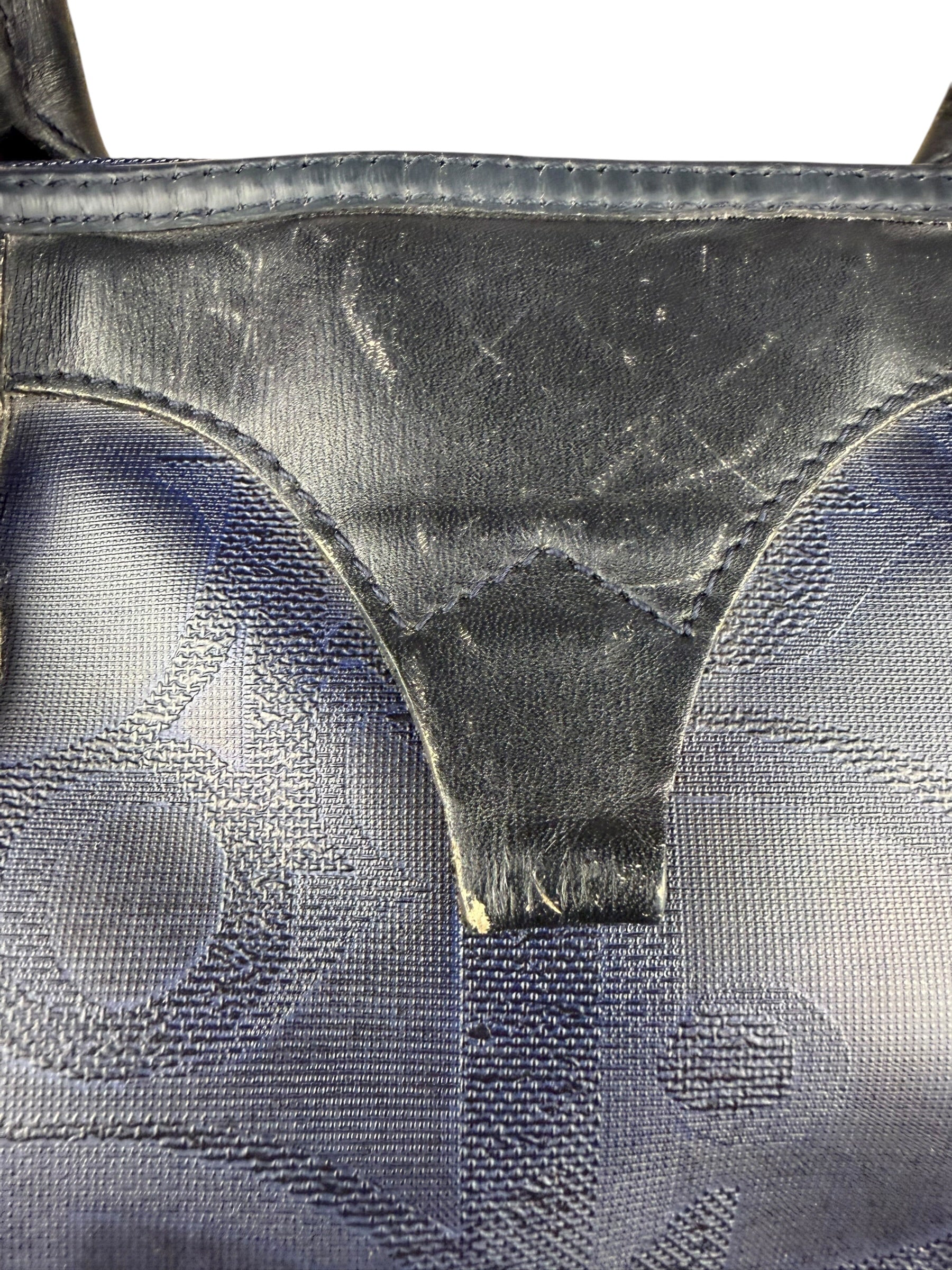 Christian Dior Vintage Navy Coated Canvas Boston Bag
