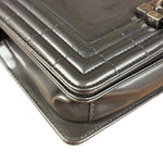 Chanel Gray Patent Leather Boy Flap Shoulder Bag