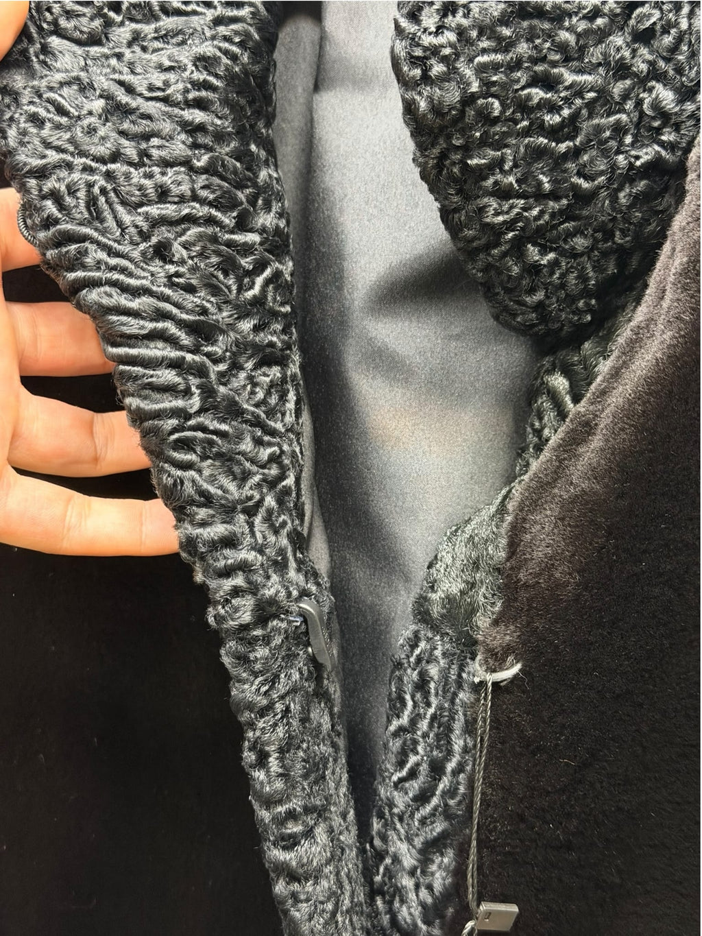 Vintage Black Persian Lamb Lapel Dark Brown Sheared Mink Coat