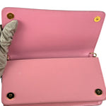 Prada Pink Saffiano Leather Wallet On Chain