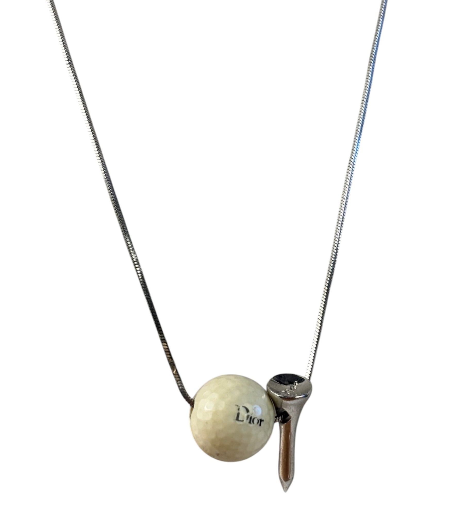 Christian Dior Off-White Bead & Nail Pendant Necklace