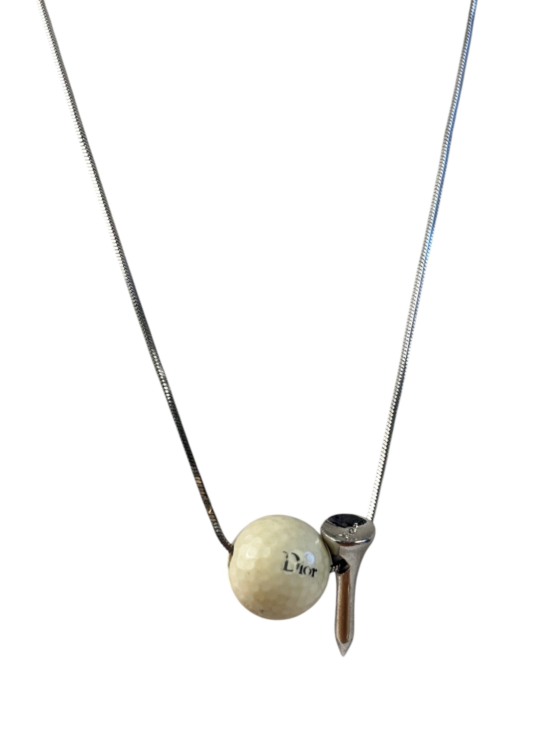 Christian Dior Off-White Bead & Nail Pendant Necklace