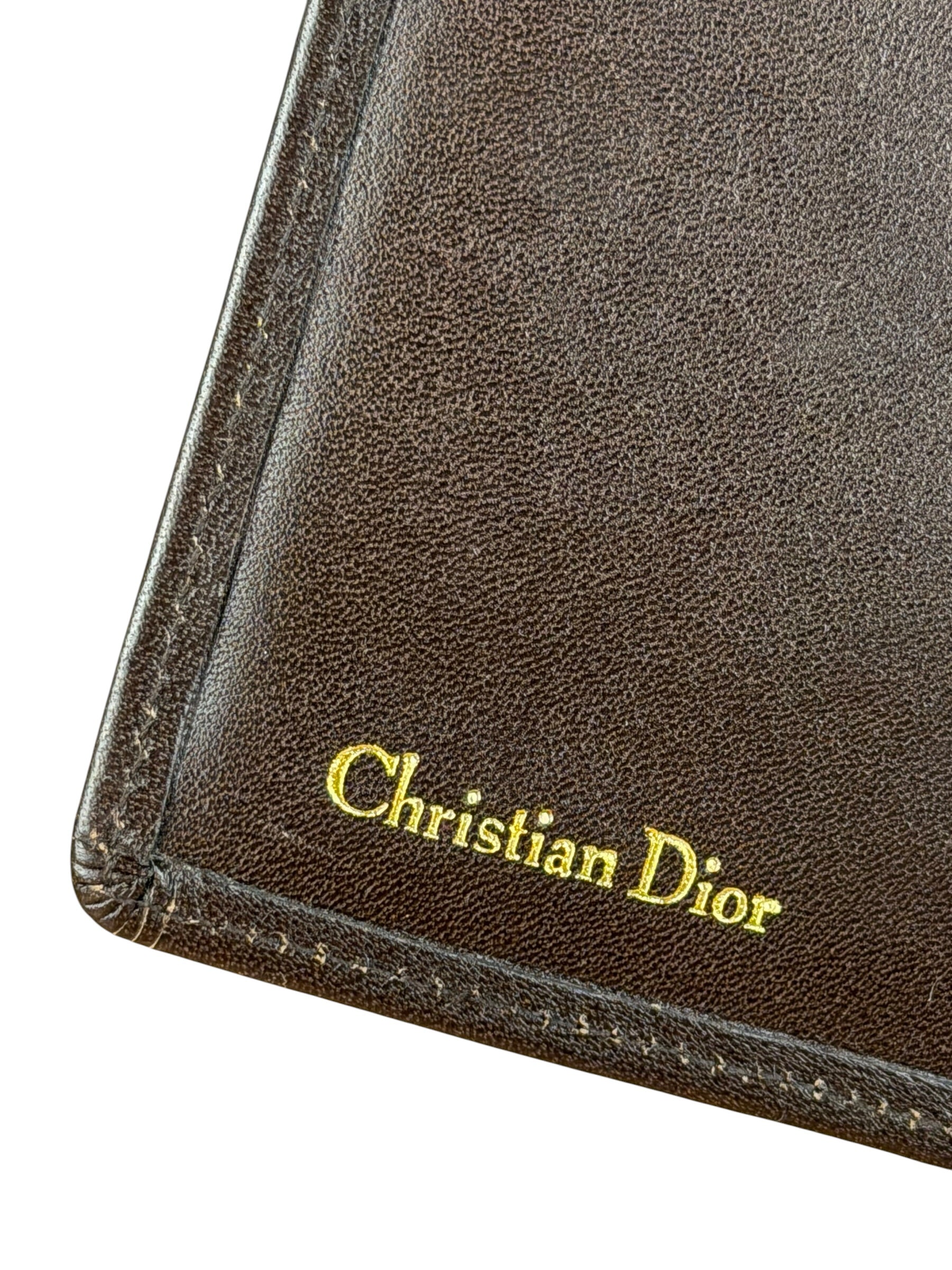 Christian Dior Brown Leather Bifold Checkbook Wallet