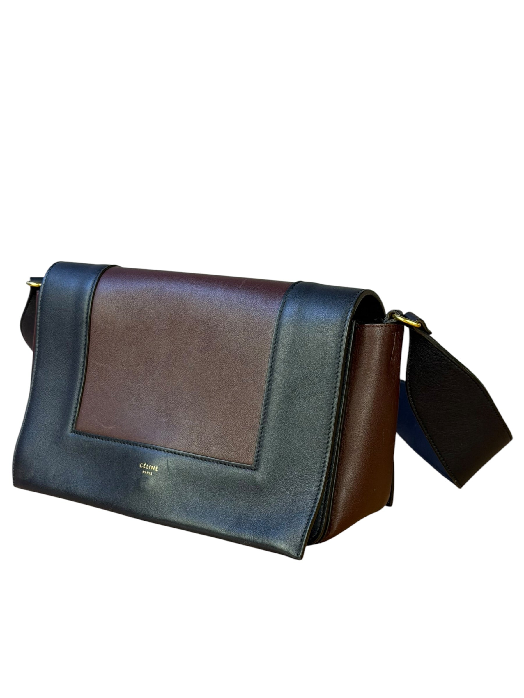 Celine Navy Blue/Burgundy Medium Frame Shoulder Bag