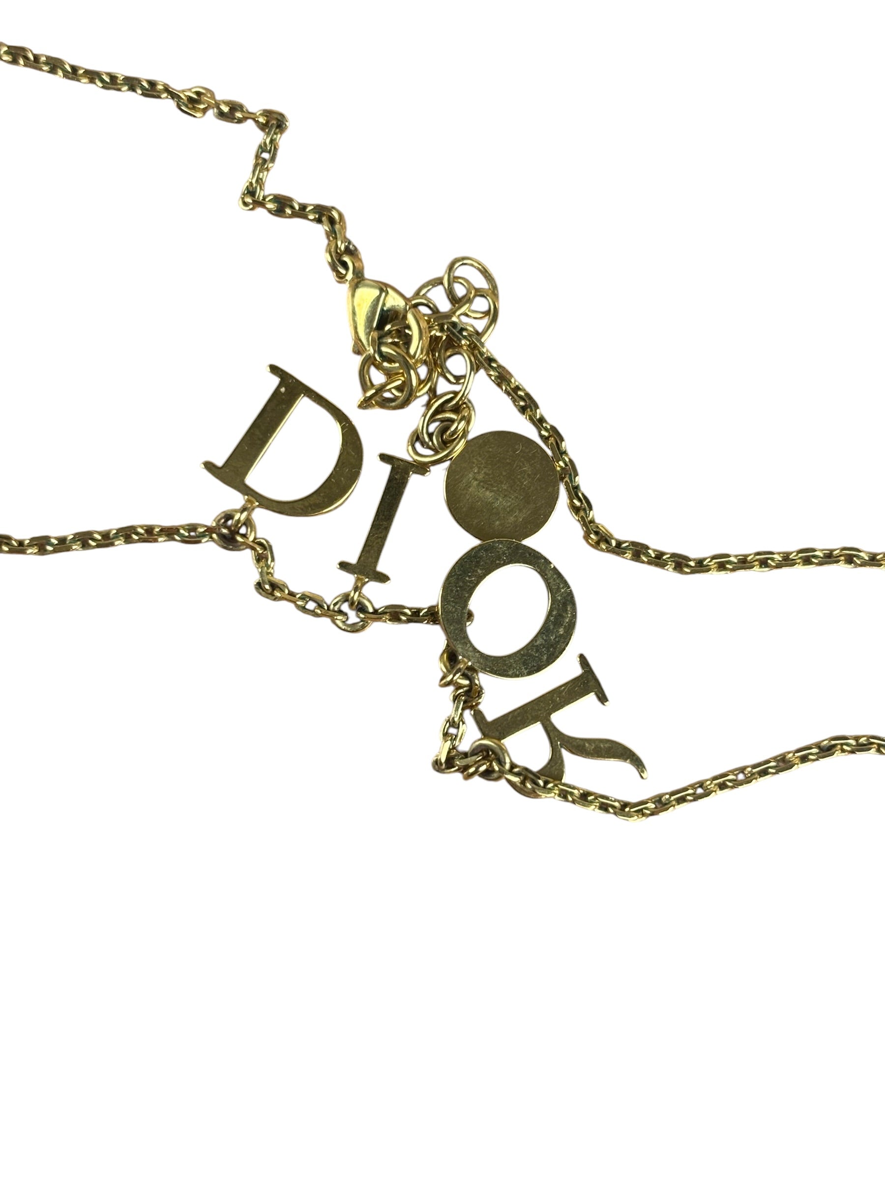 Christian Dior Dior Letter Charm/Pave O Star Necklace