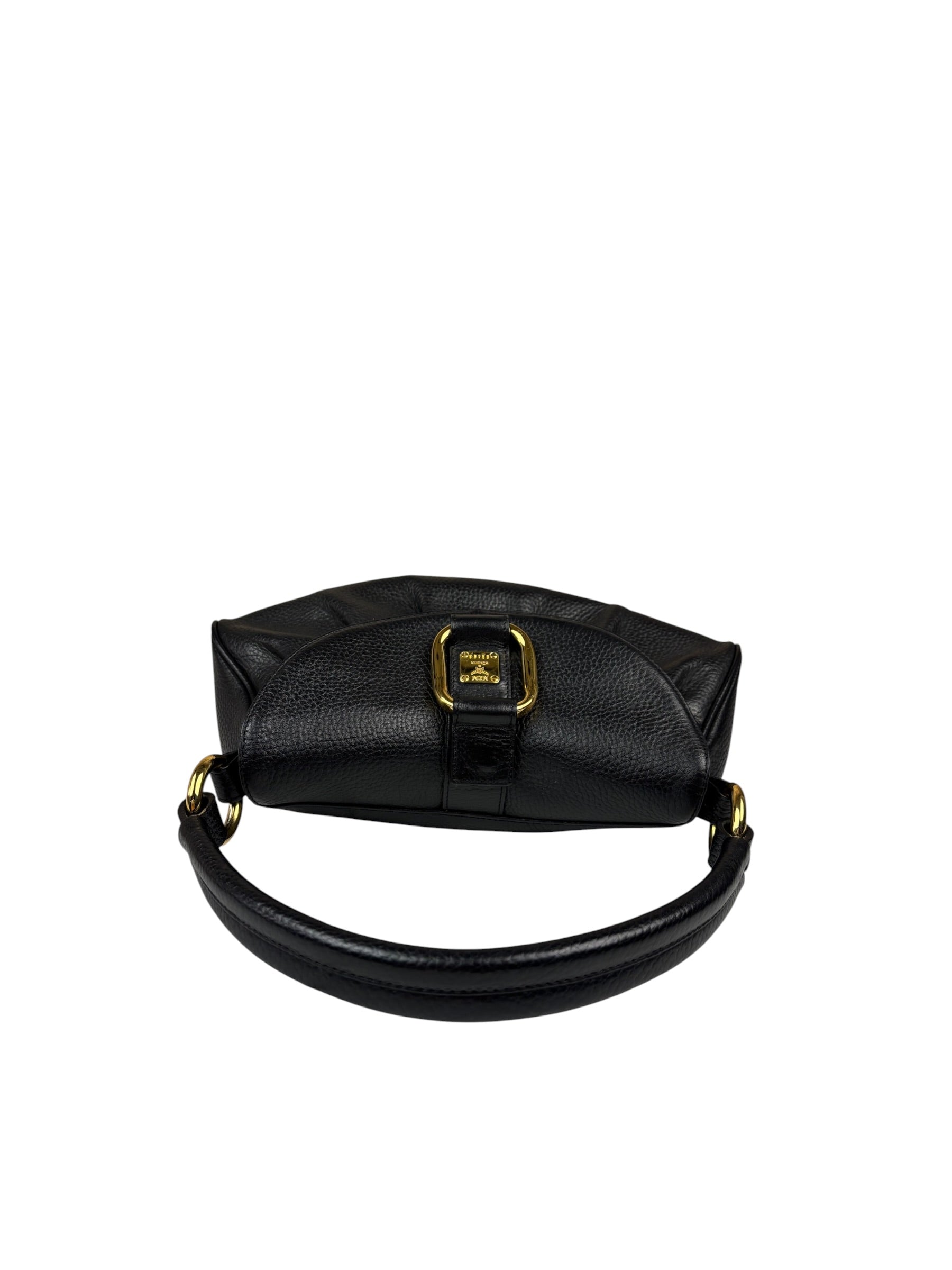 MCM Black Pebbled Leather Baugette
