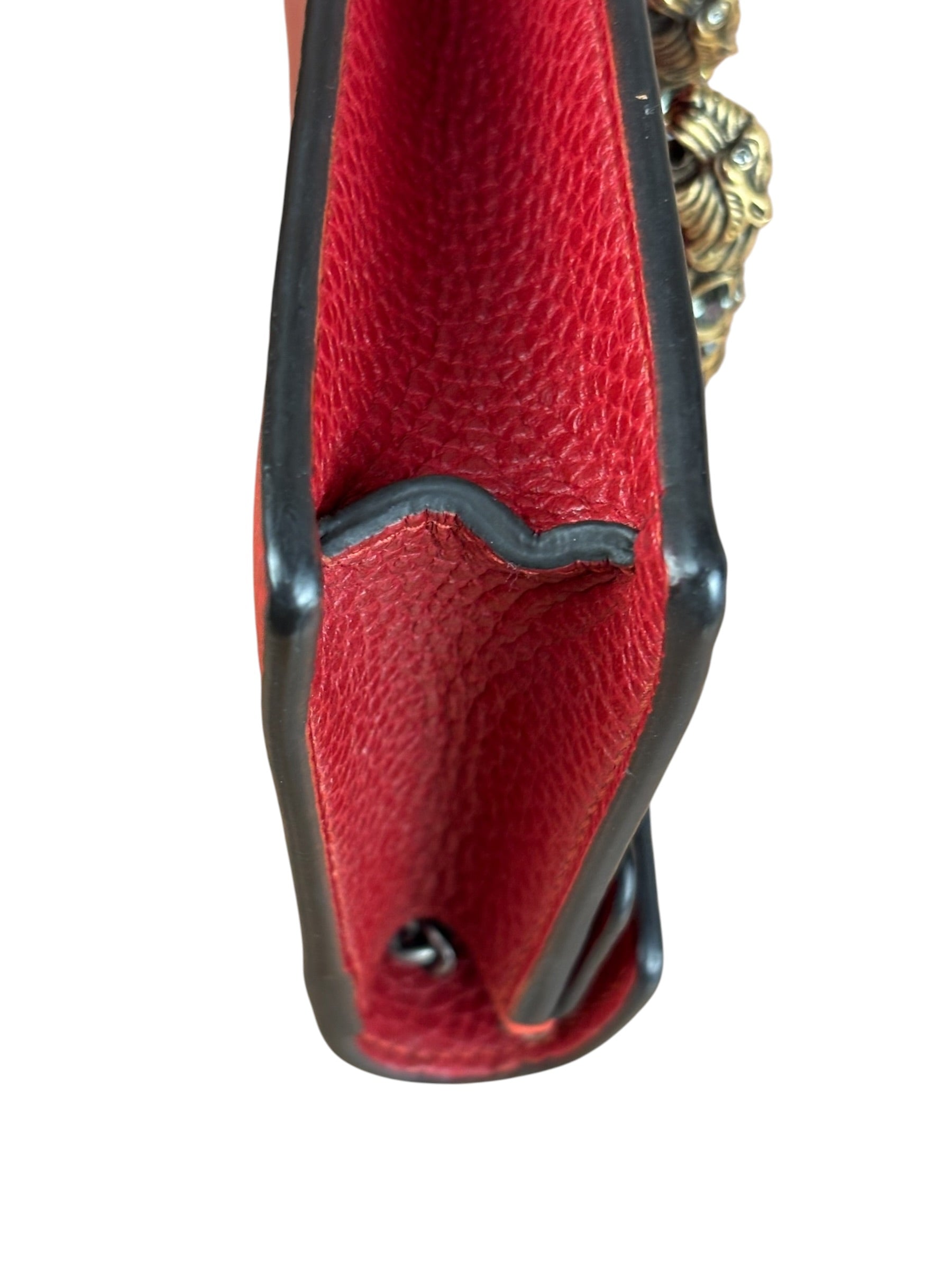 Gucci Red Leather Dionysus Super Mini Chain Crossbody Bag