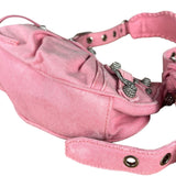 Balenciaga Pink Denim Le Cagole Shoulder Bag
