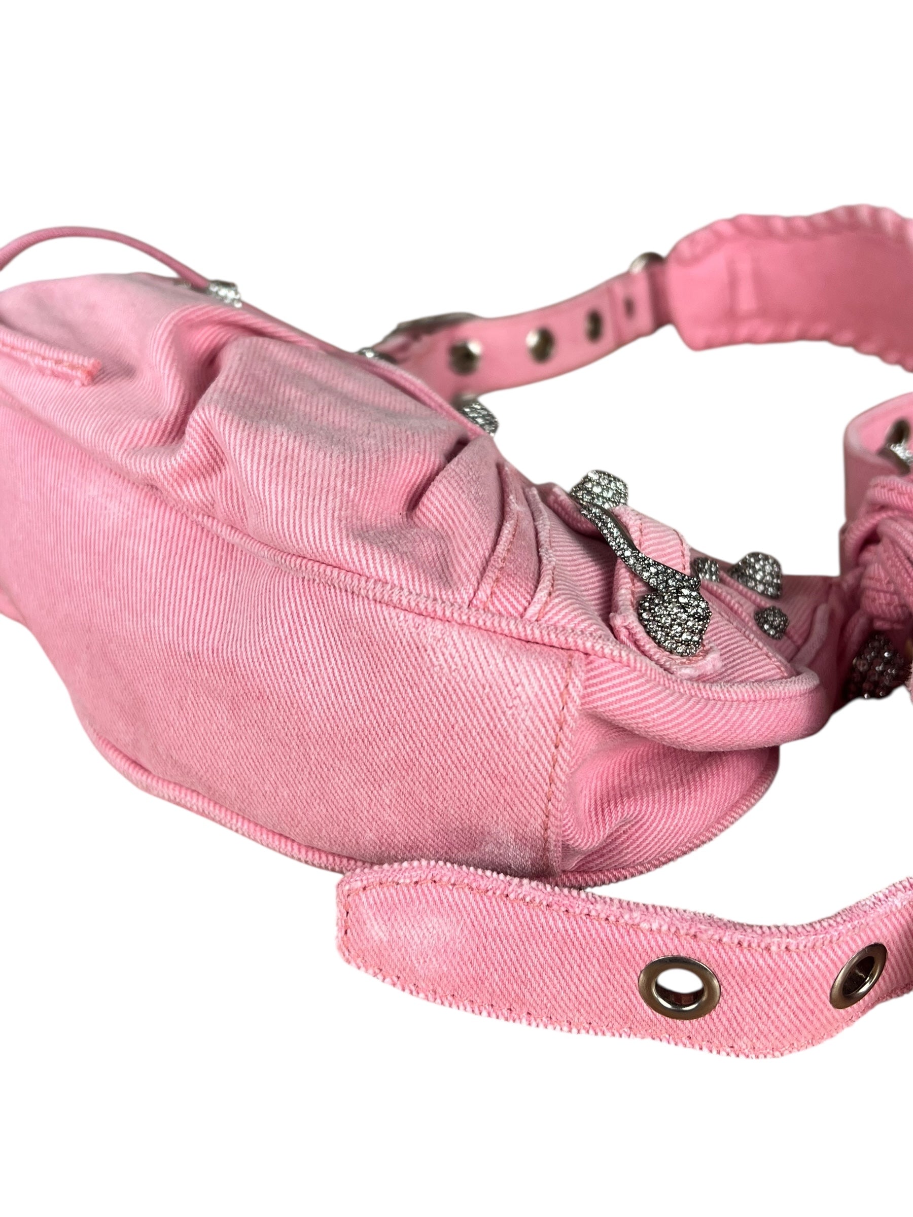 Balenciaga Pink Denim Le Cagole Shoulder Bag