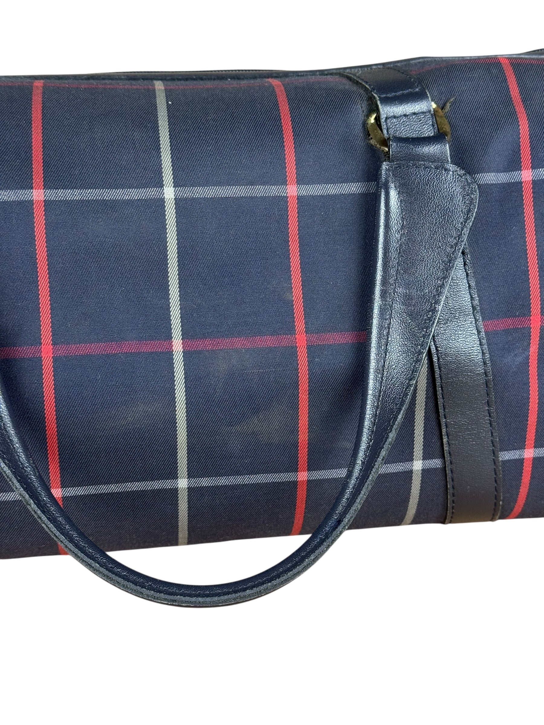 Burberry Blue Nova Check Vintage Boston Bag