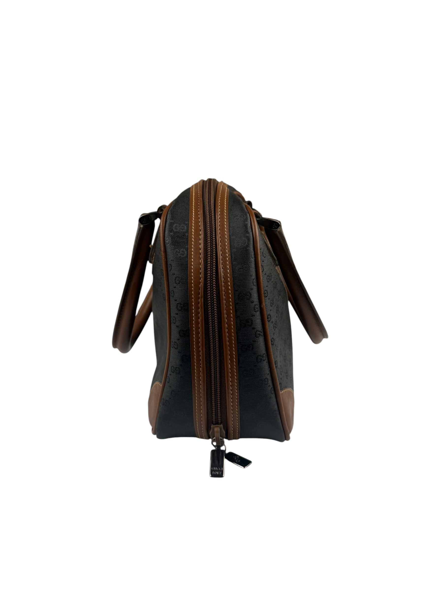 Gucci Vintage Micro GG Black/Brown Supreme Satchel Hand Bag