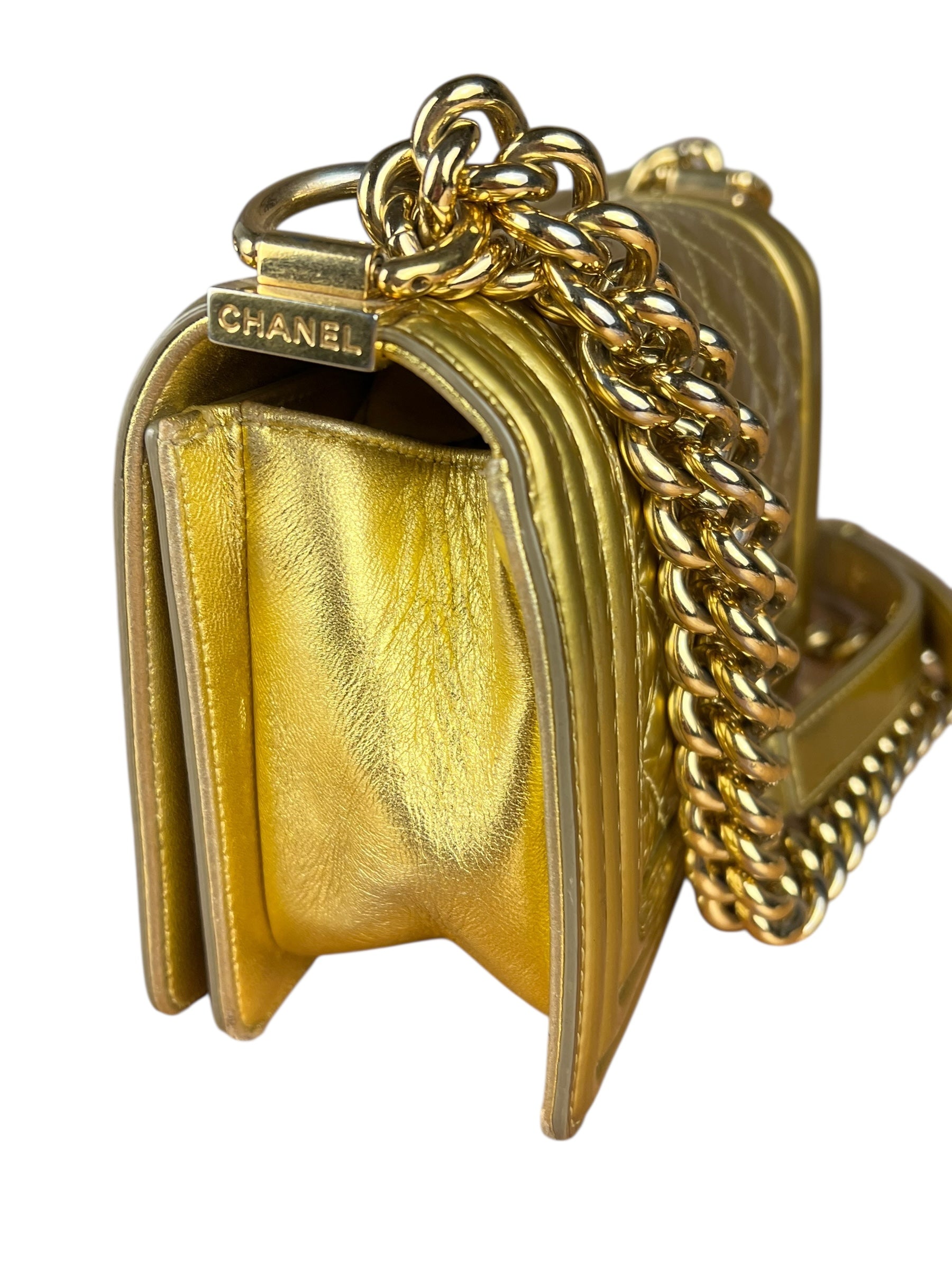 Chanel Gold Metallic CC Boy Bag 2014