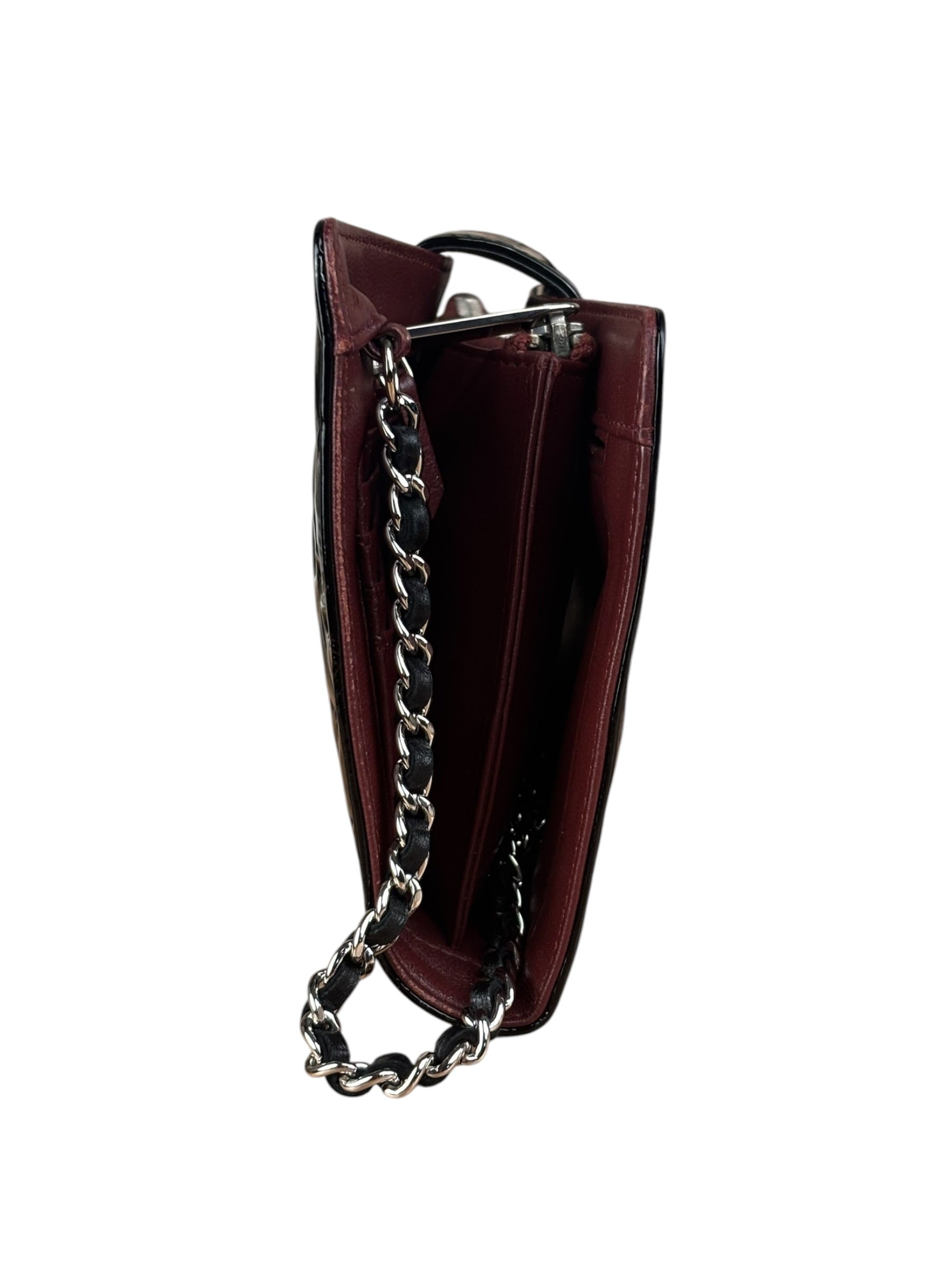 Chanel Black/Burgundy Chain Wallet Shoulder Bag 2010