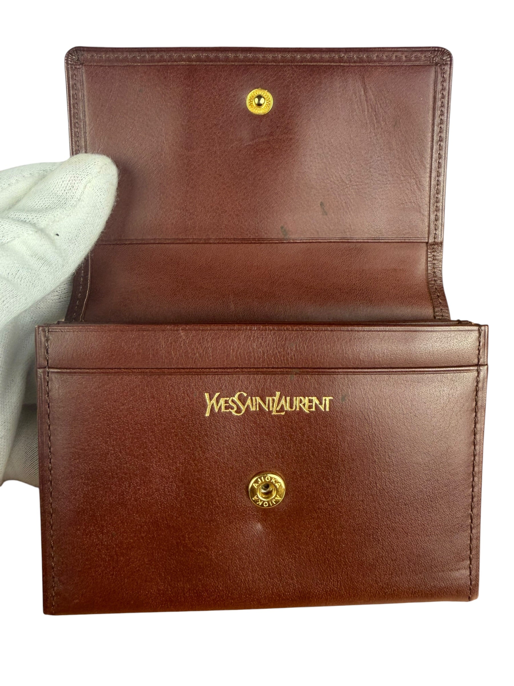 Yves Saint Laurent Red Leather Belle De Jour Flap Wallet