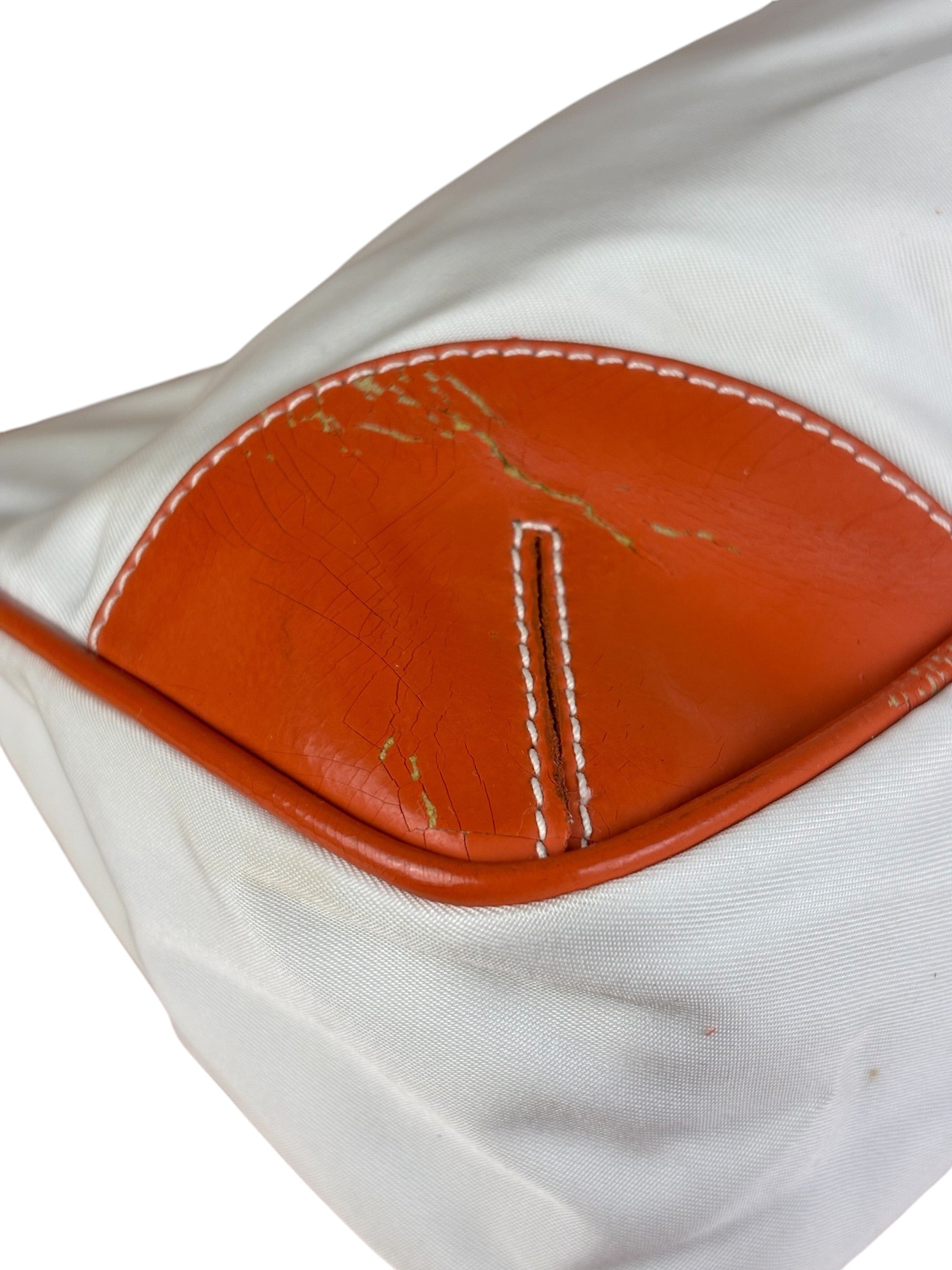 Prada Vintage Re-Edition Orange/White Tessuto Nylon Shoulder Bag