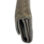 Bottega Veneta Grey Leather Intrecciato Flap Wallet