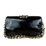 Gucci Black Patent Leather Chain Double G Shoulder Bag