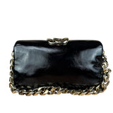 Gucci Black Patent Leather Chain Double G Shoulder Bag