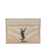 YSL Pale Pink Leather Cassandre Matelasse Card Holder