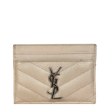 YSL Pale Pink Leather Cassandre Matelasse Card Holder