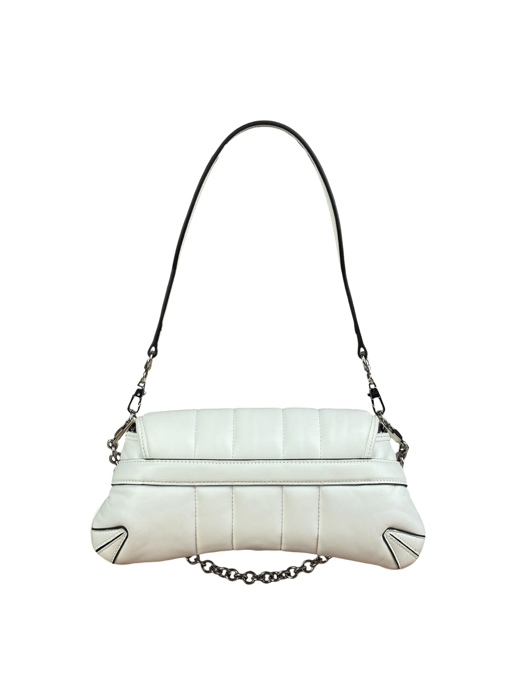 Gucci White Quilted Metelasse Leather Horsebit Chain Shoulder Bag