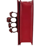 Alexander McQueen Red Leather Mini Jeweled Knuckle Shoulder Bag