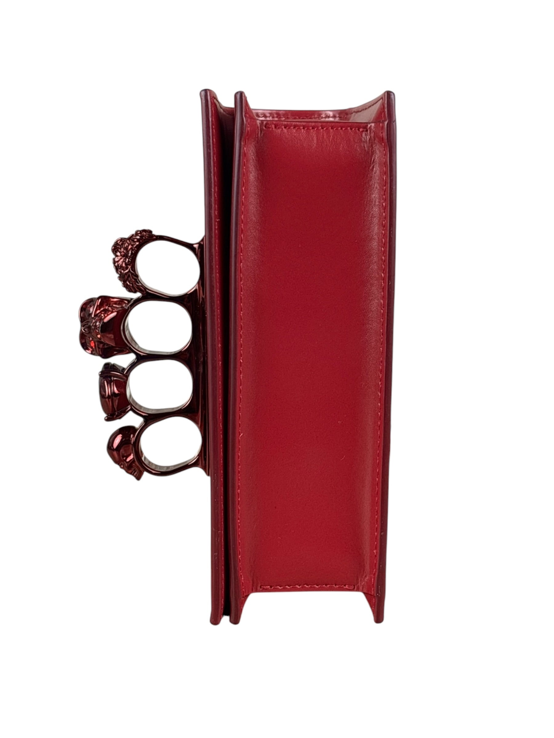 Alexander McQueen Red Leather Mini Jeweled Knuckle Shoulder Bag