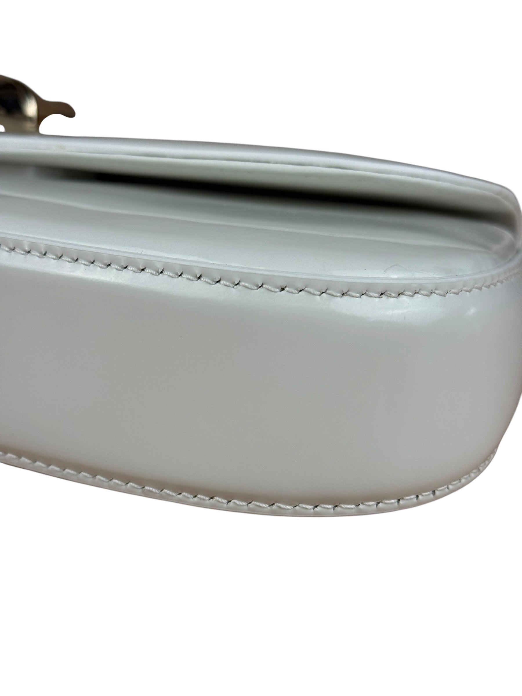 Gucci White Leather Bamboo Night Small Clutch/Pochette