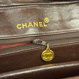 Chanel Burgundy Leather V Stitch Shoulder Bag 1990's