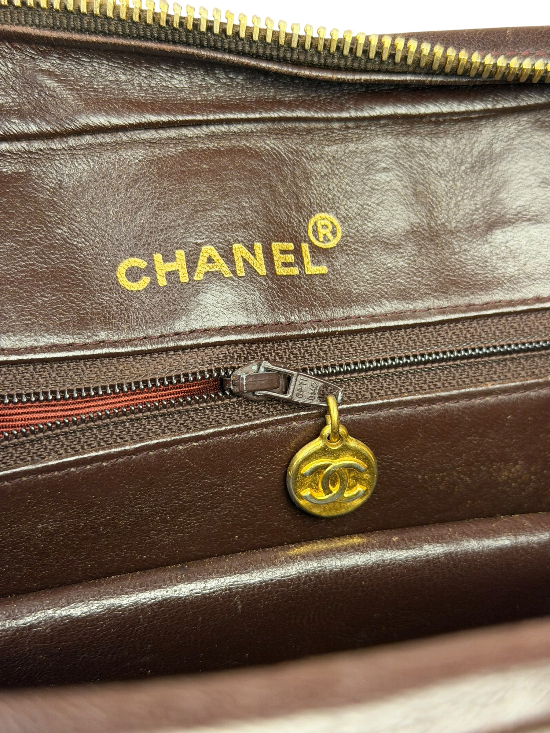 Chanel Burgundy Leather V Stitch Shoulder Bag 1990's