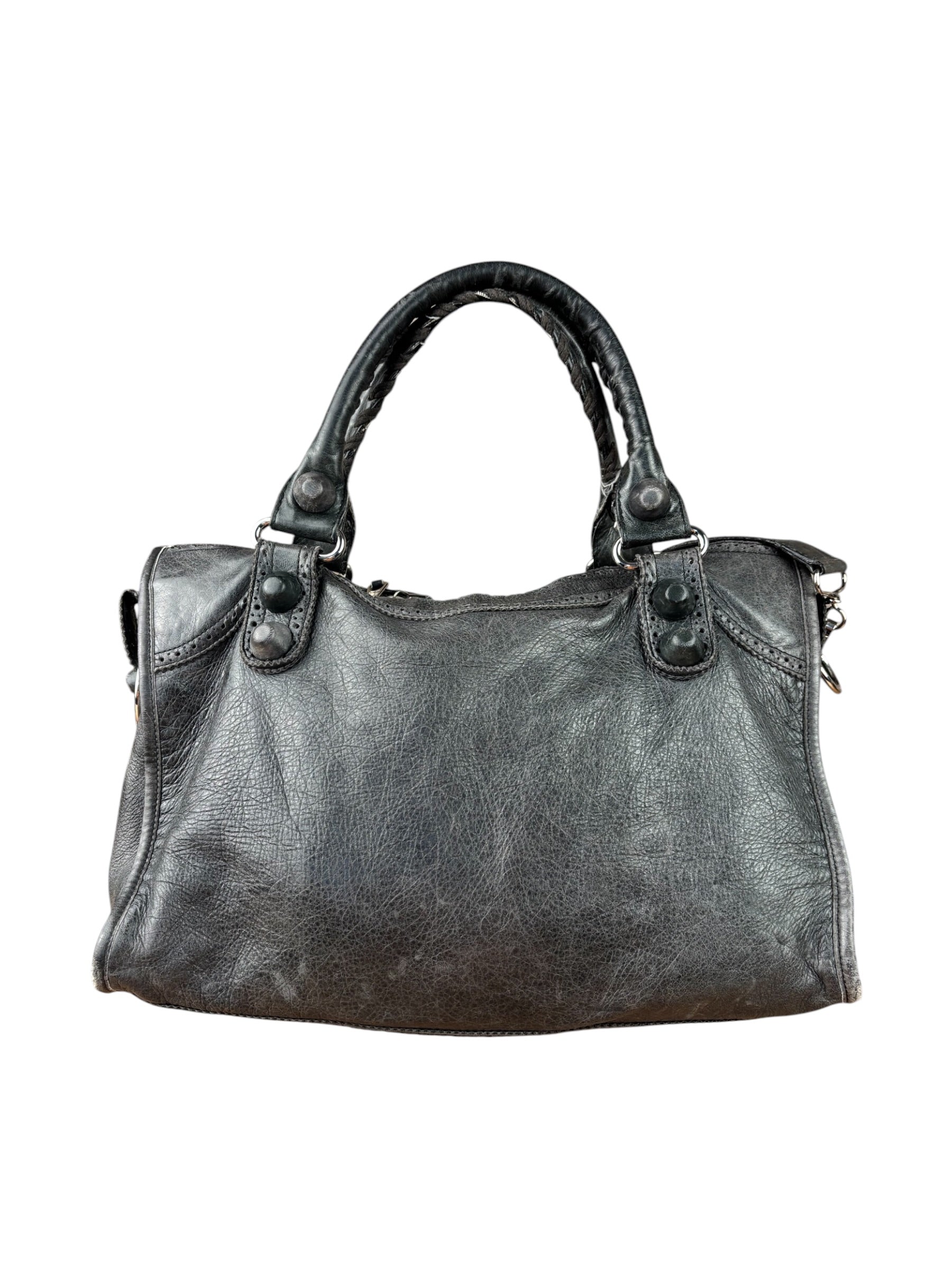 Balenciaga Dark Grey Covered Brogues City Bag