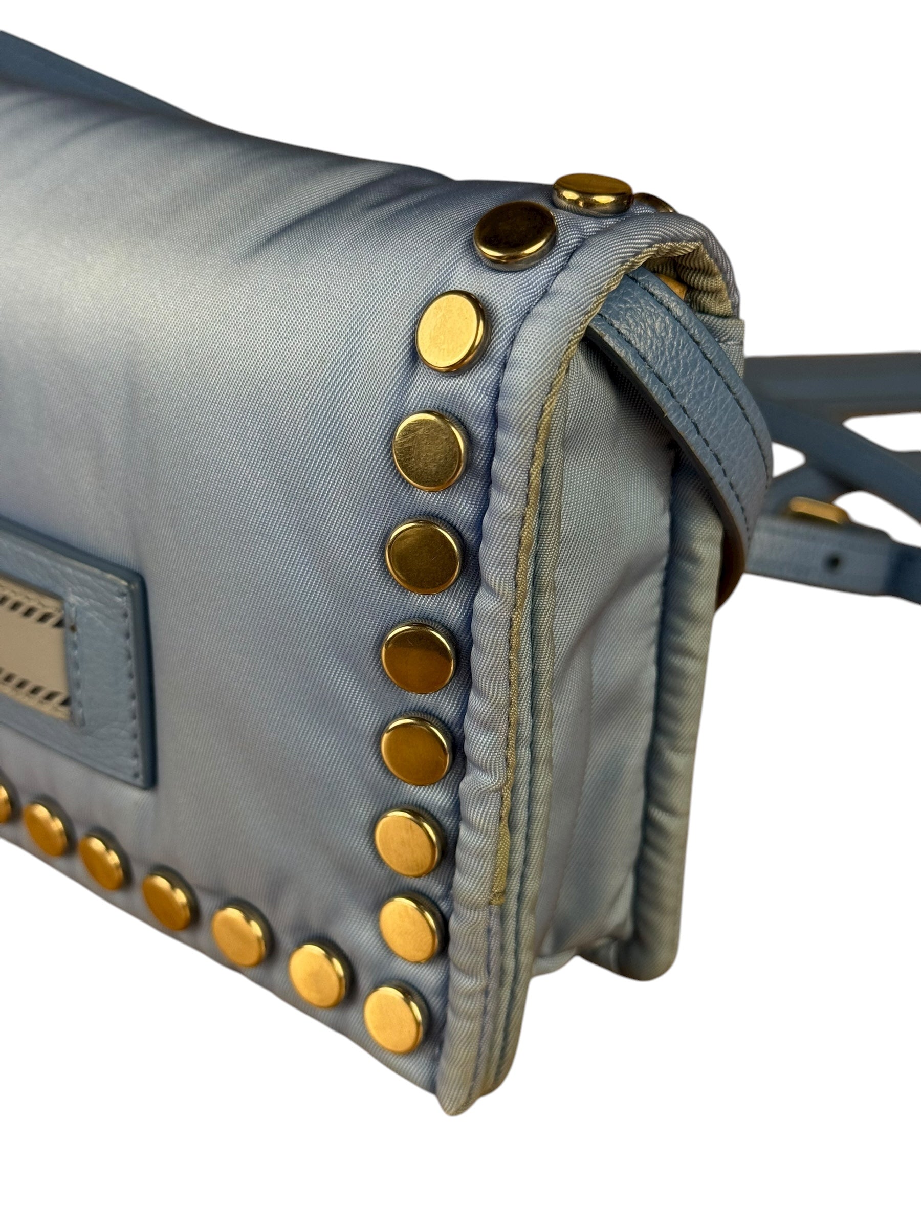 Prada Nylon Blue Studded Crossbody Bag