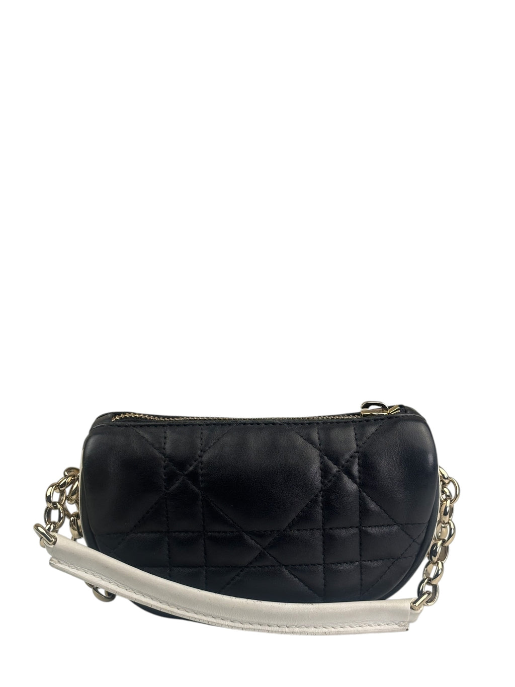 Christian Dior Black/White Quilted Leather Small Vibe Cannage Two-Way Hobo Bag