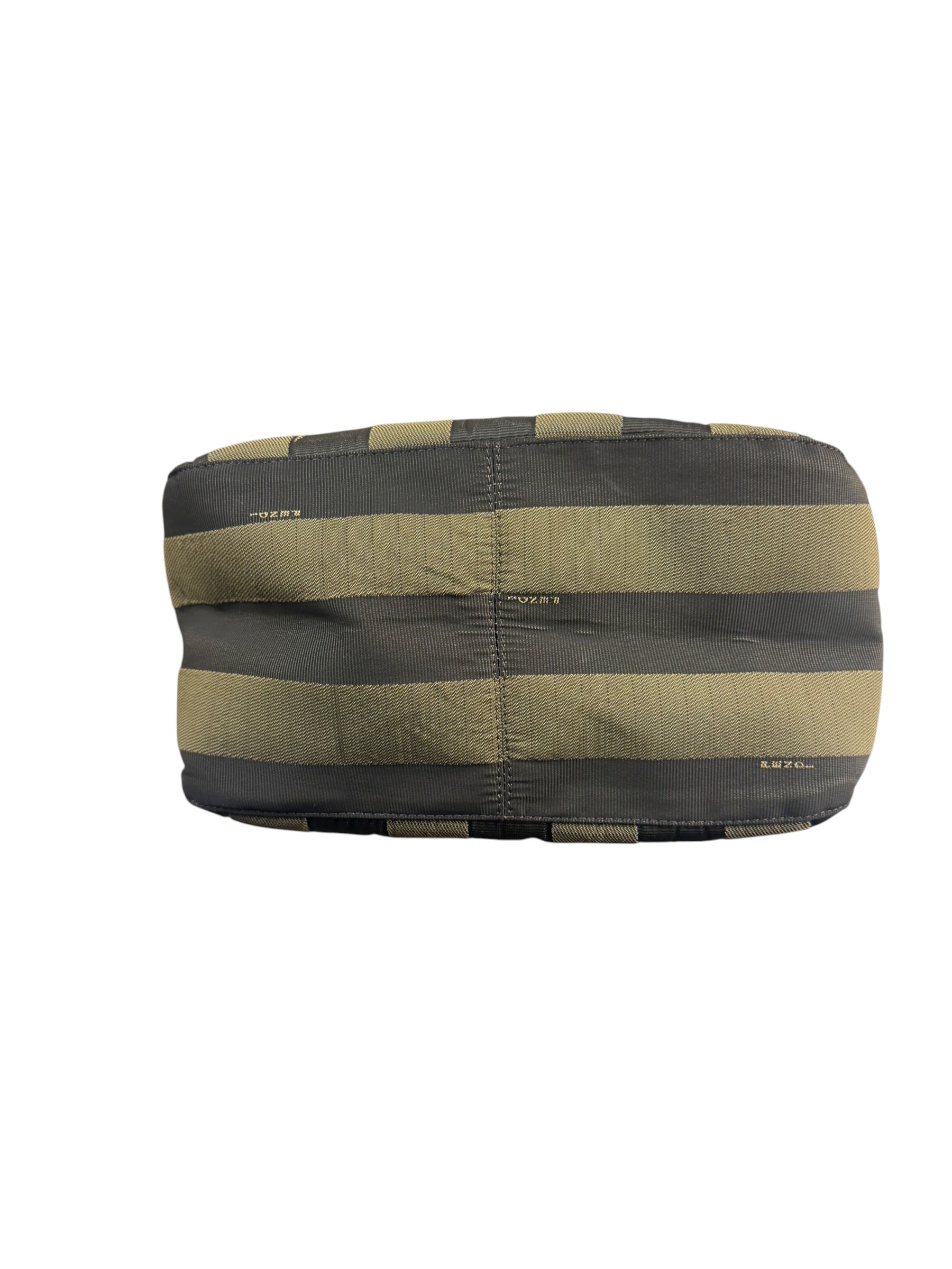 Fendi Green/Black Leather Trim Pequin Stripe Hobo Bag