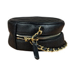 Chanel Black Quilted Caviar Leather CC Filigree Round Chain Clutch 2019