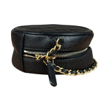 Chanel Black Quilted Caviar Leather CC Filigree Round Chain Clutch 2019