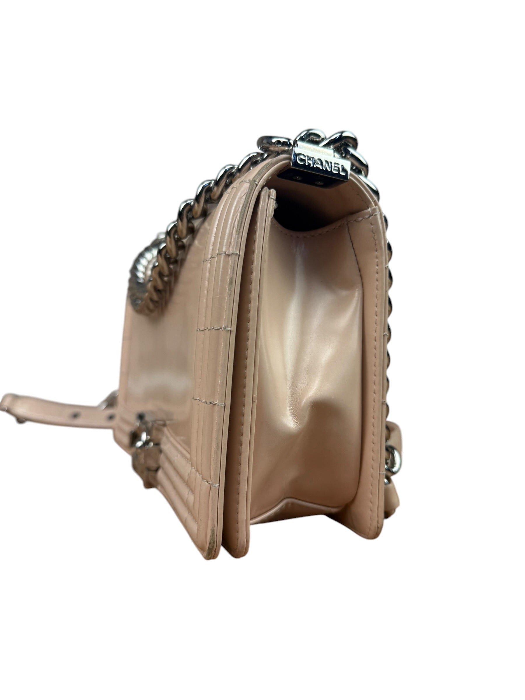 Chanel Cream Patent Leather Boy Flap Bag 2012