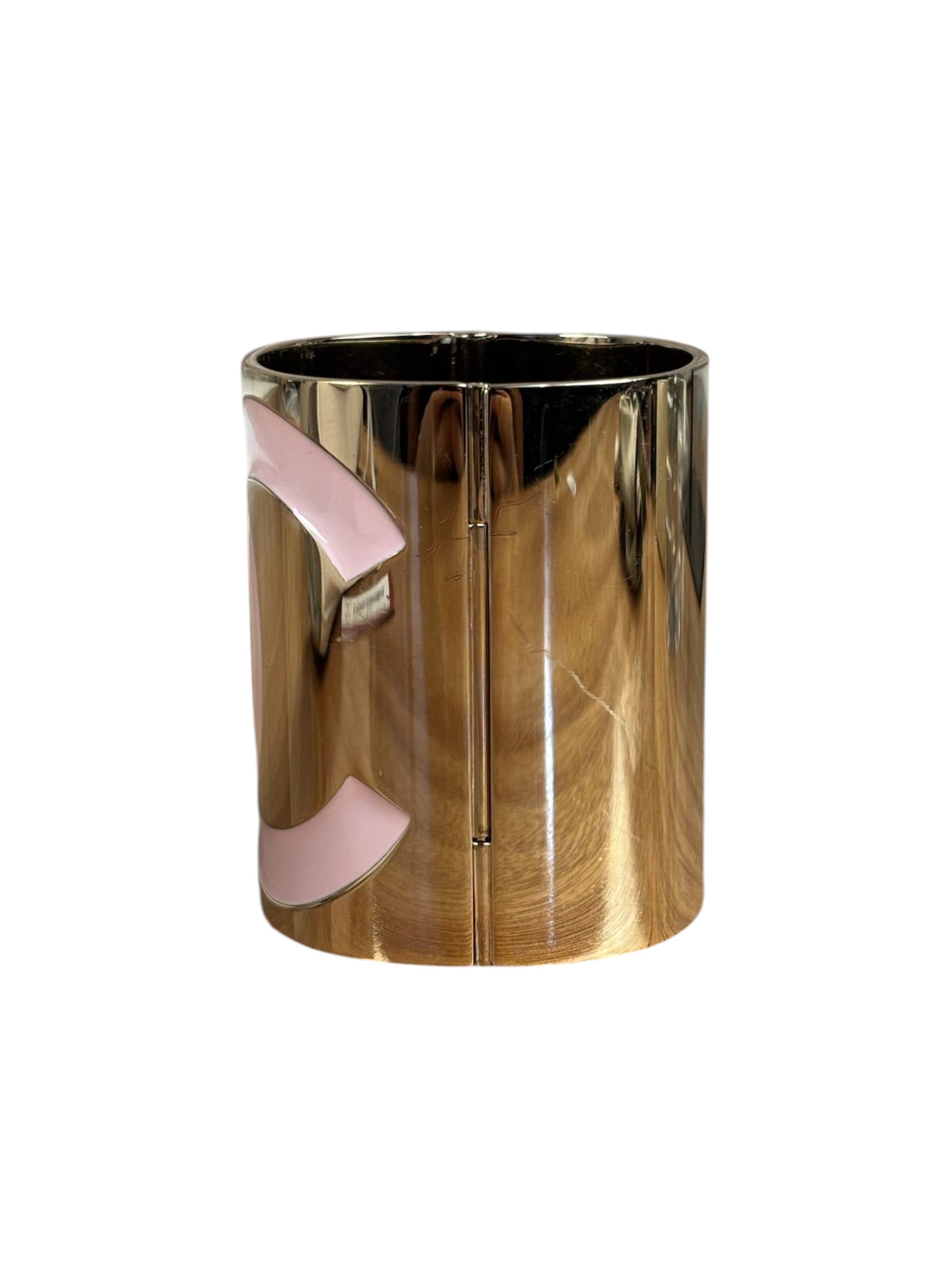 Chanel Pink/Gold Resin CC Wide Cuff