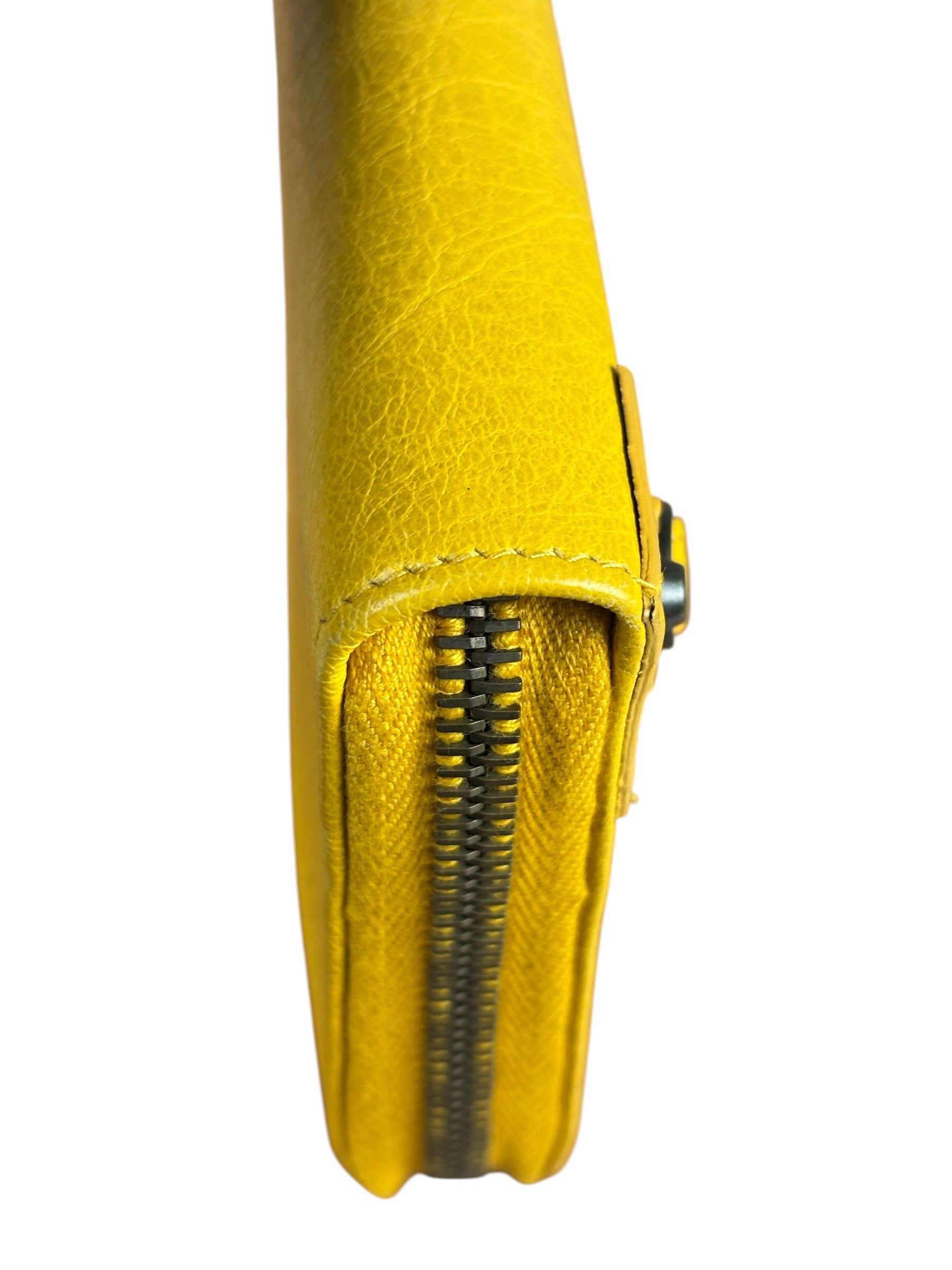 Balenciaga Yellow Leather Moto Zip Wallet