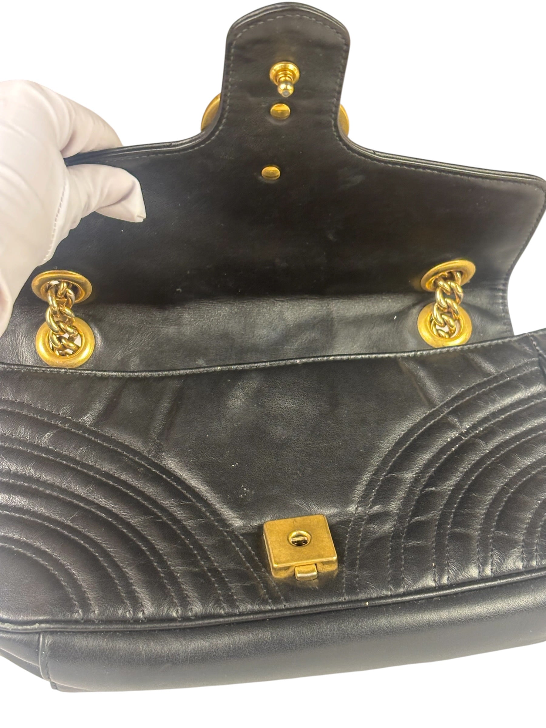 Gucci GG Black Marmont Leather Medium Shoulder Bag