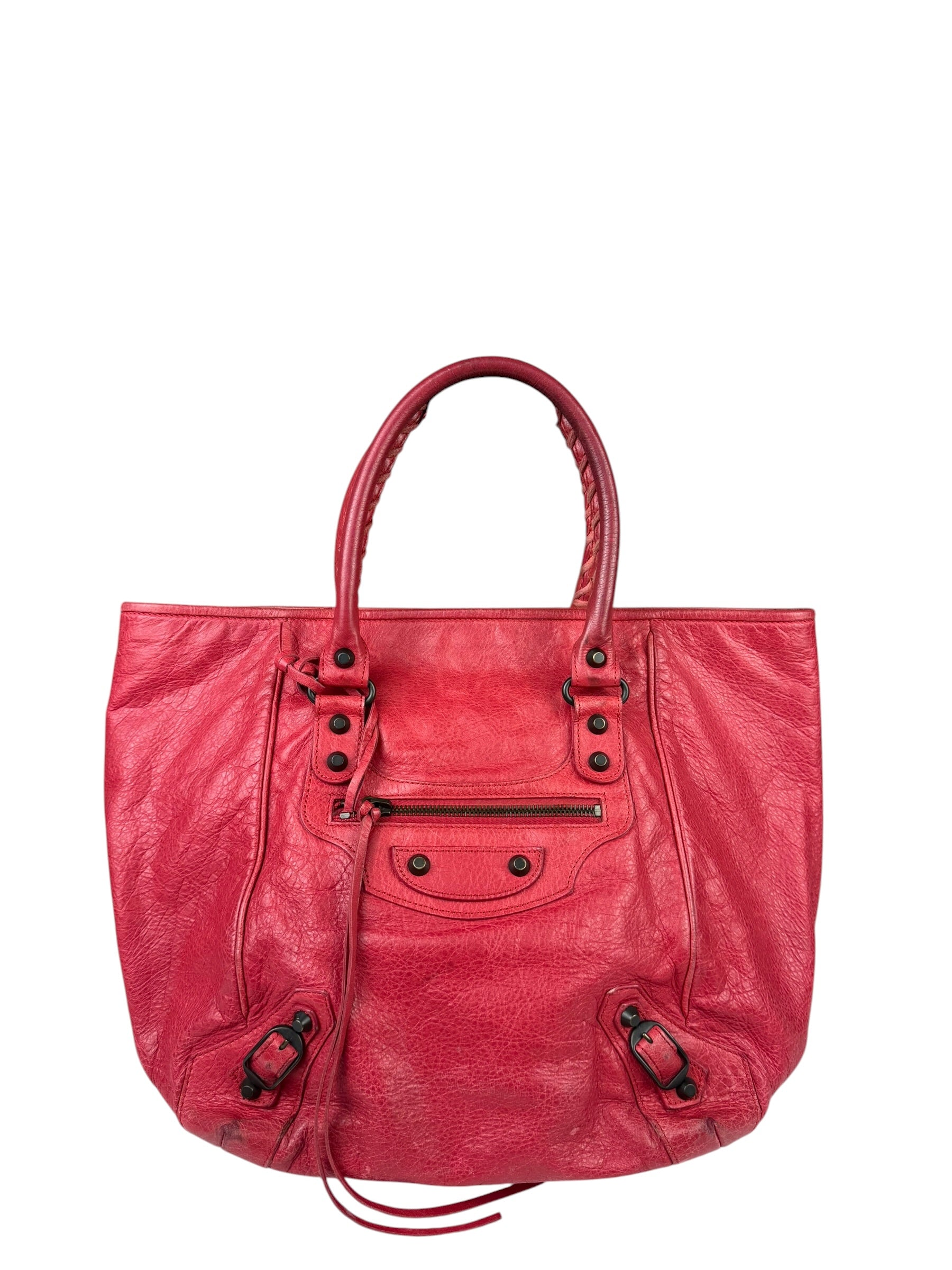 Balenciaga Red Leather Le City Tote