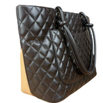 Chanel Brown Quilted Leather Cambon Ligne Shoulder Tote 2004