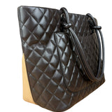 Chanel Brown Quilted Leather Cambon Ligne Shoulder Tote 2004