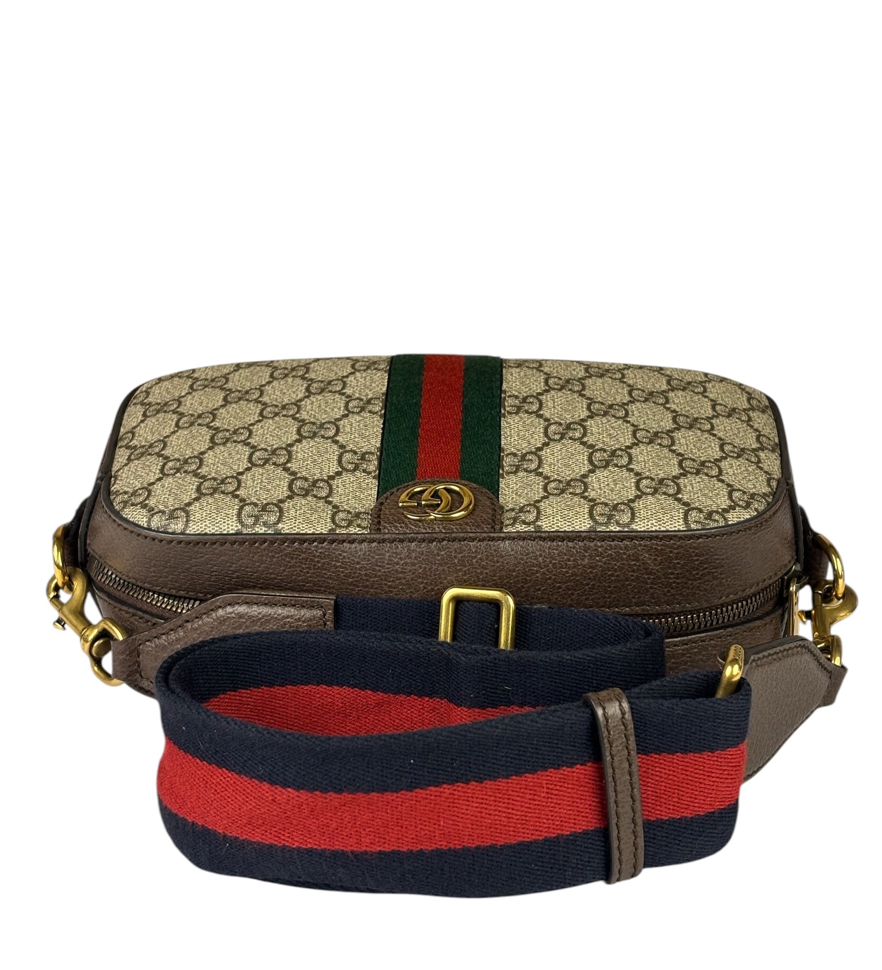 Gucci Beige GG Supreme Ophidia Camera Bag